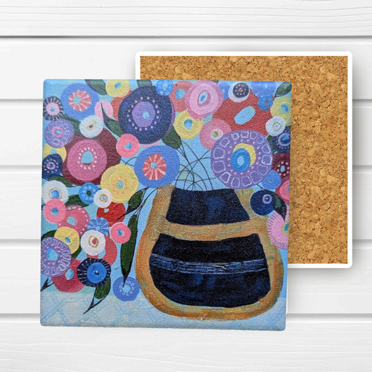 Floral Coasters - Blue