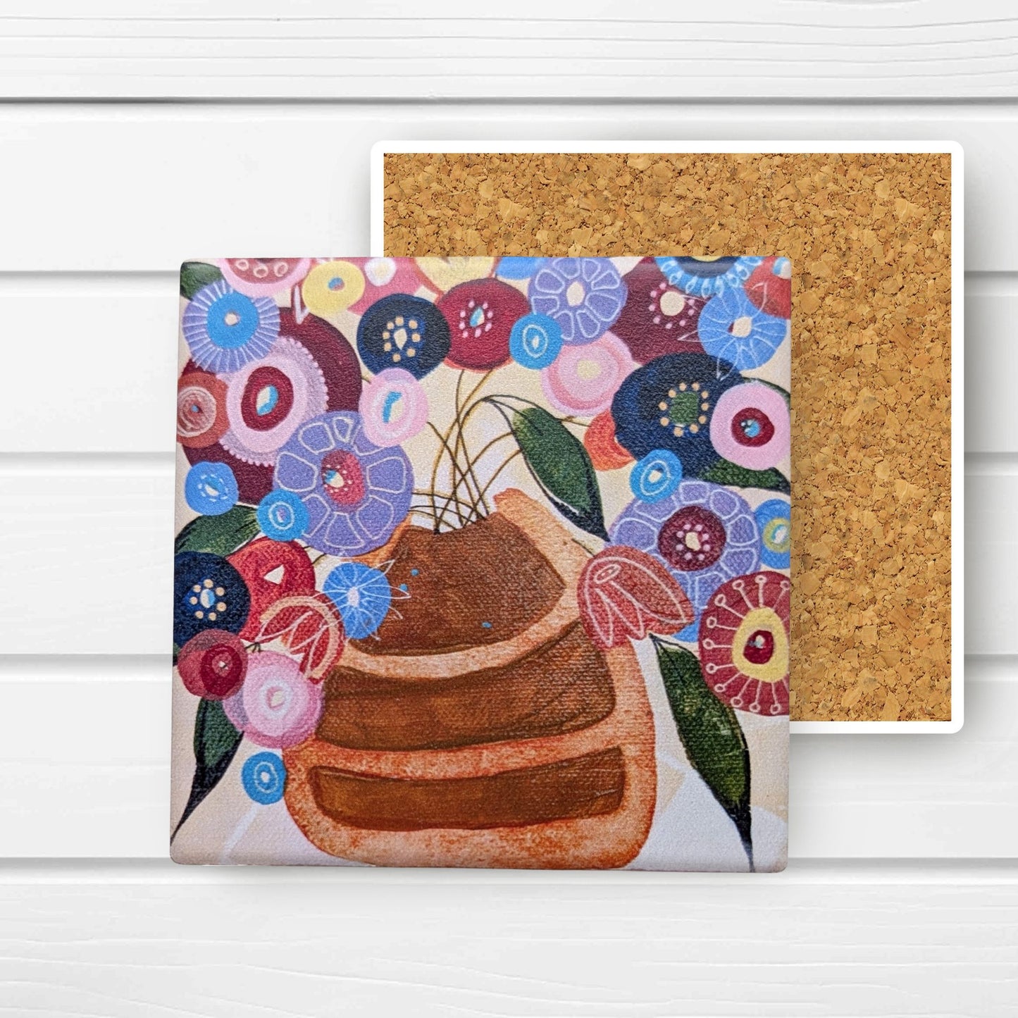 Floral Coasters - Blue