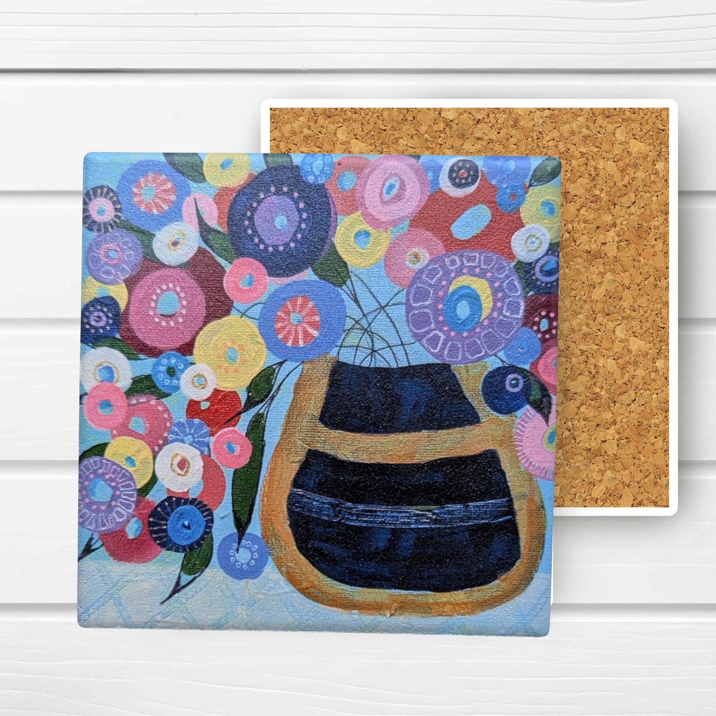 Floral Coasters - Blue