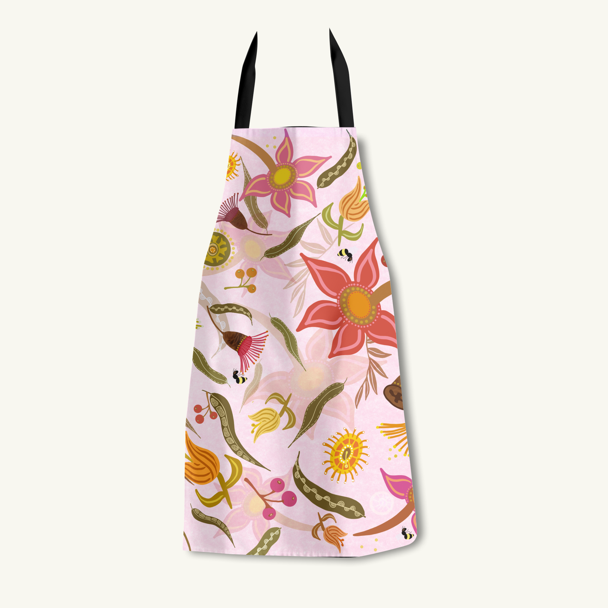 Jen Rodger Light Pink apron, feature of the Reclaiming the Wild – Limited Edition Gift Set which also includes a tea towel, greeting cards, and mini original artwork by Jen Rodger.